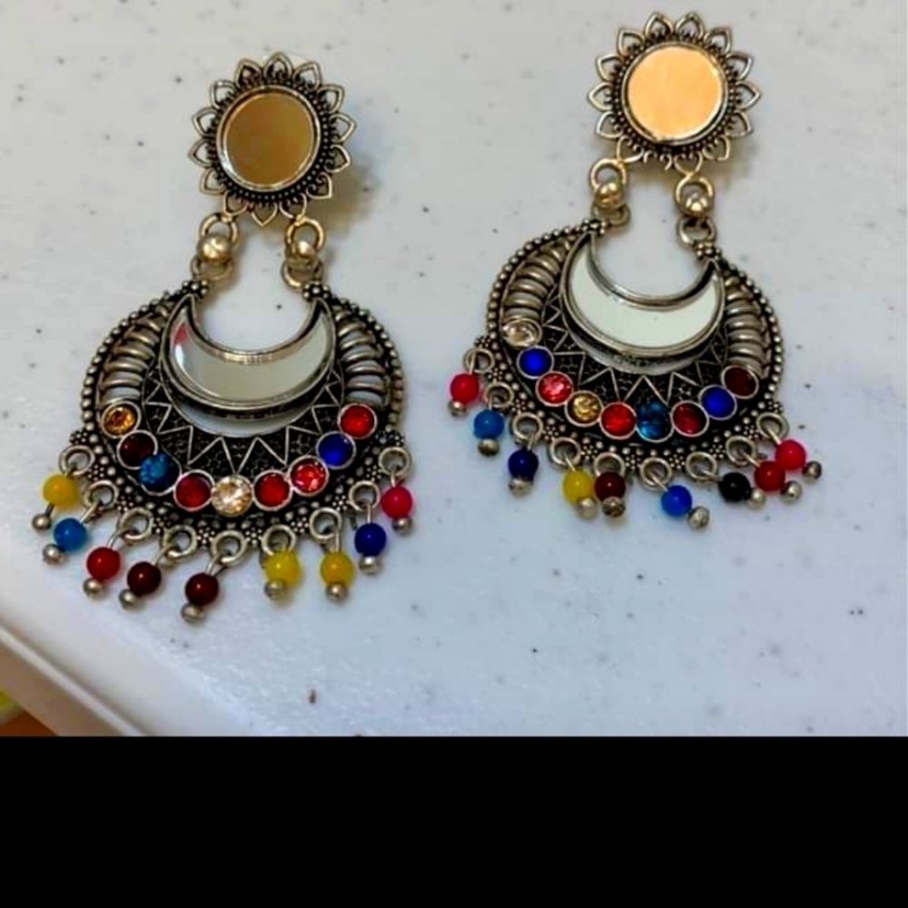 NEW ETHNIC TRIBAL MULTICOLOR CHANDELIER GEMSTONE HANGING EARRINGS